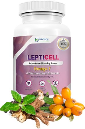 LeptiCell bottle and natural ingredients